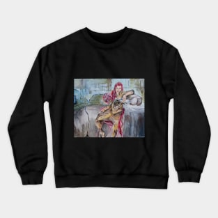 Electric Sustenance Original Steampunk Fantasy Acrylic Painting Crewneck Sweatshirt